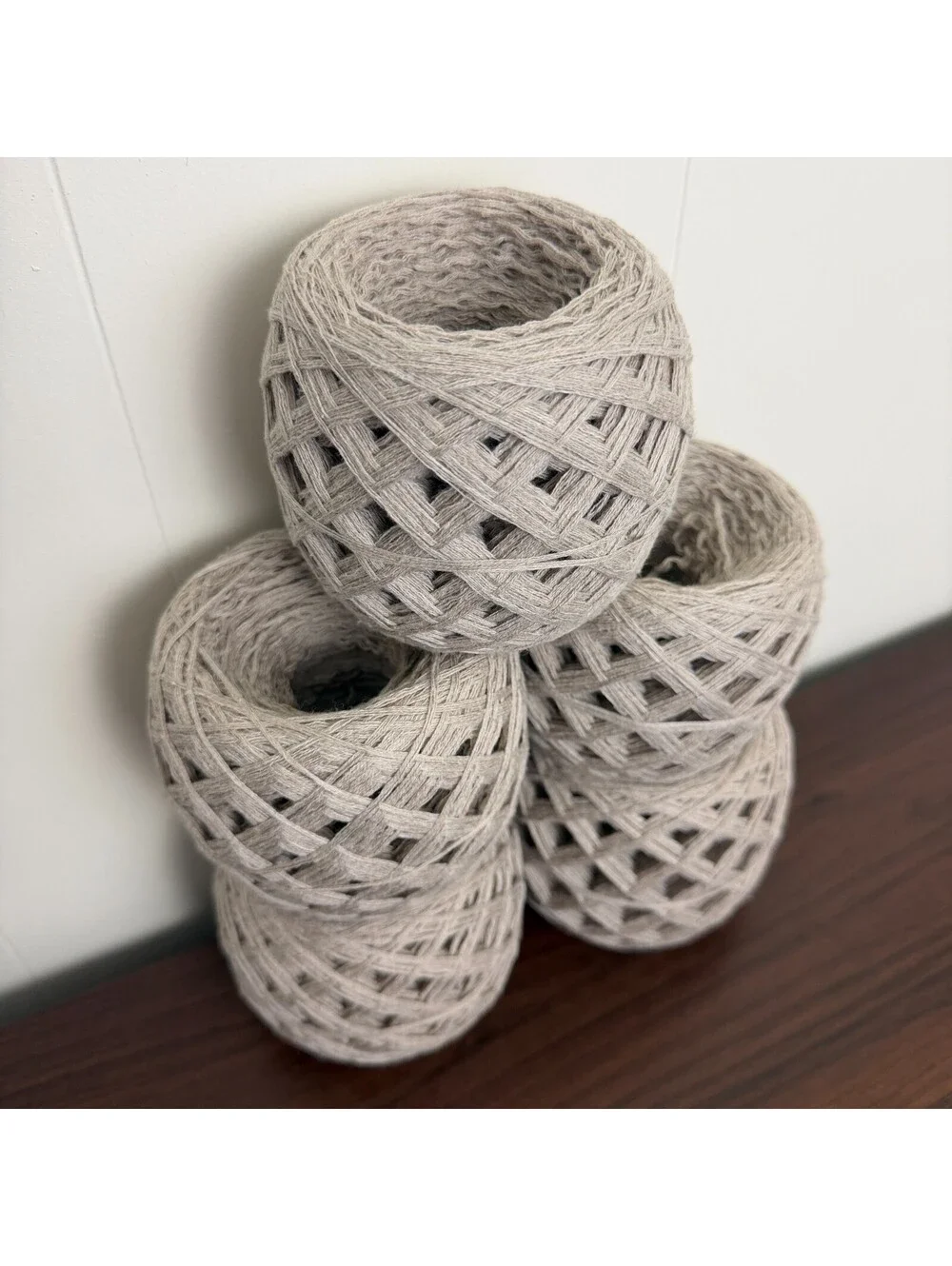 Reclaimed 100% Cotton DK Yarn - 1127 Yds - Light Beige/Taupe 492g (5 Cakes)